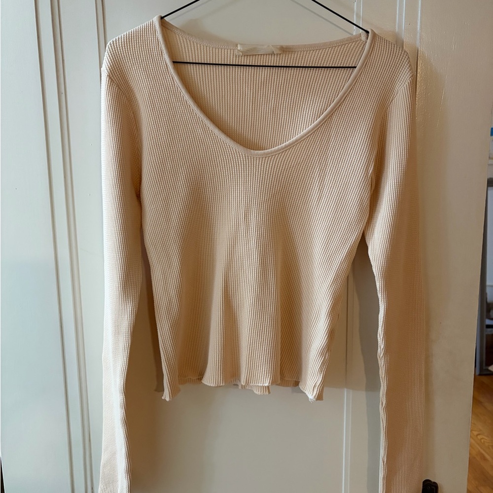 Back Beat Co. Cream Ribbed Crop Top